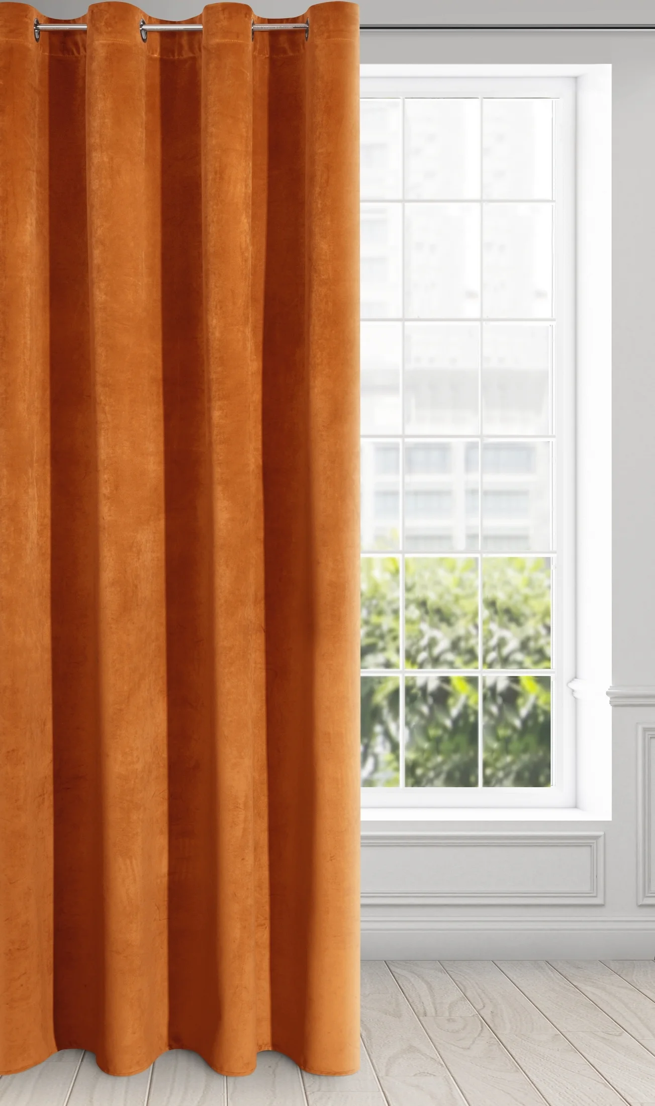 Zasłona ruda z ekskluzywnego aksamitnego welwetu 290 g/m2 140x250 cm 10 szt. przelotek - RIA - Diva Line