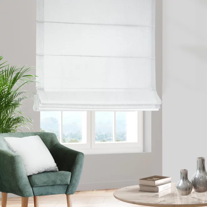 Roleta rzymska naturalna z tkaniny typu Blackout zaciemniającej w 100%
