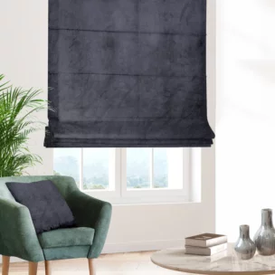 Roleta rzymska WALDO czarna ze szlachetnej grubej tkaniny welwetowej o gramaturze 400g/m2