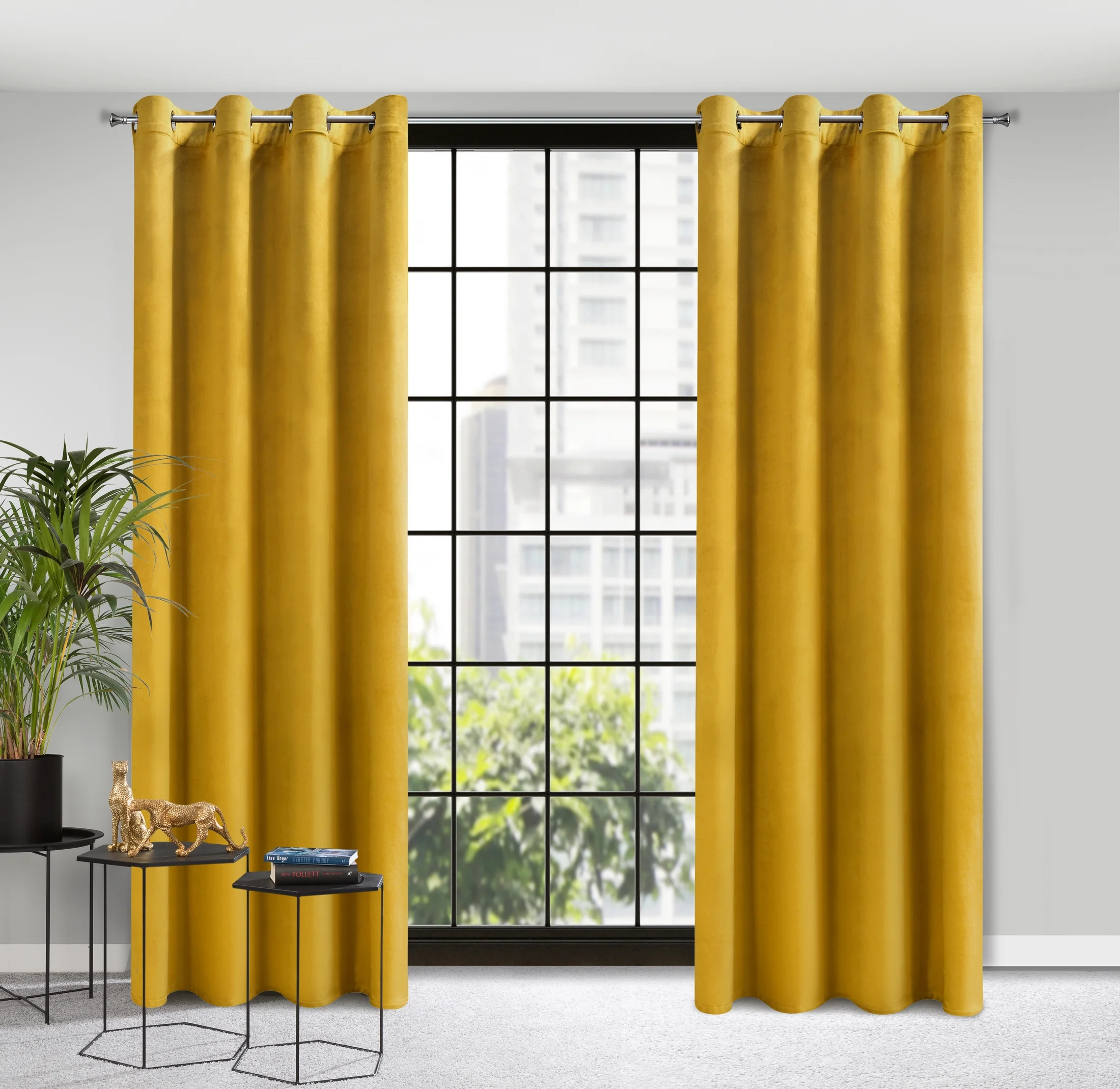 Zasłona welwetowa musztardowa 140x250 cm przelotka - ROSA - Design 91