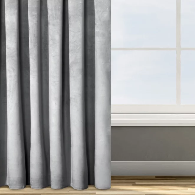 Zasłona welwetowa srebrna 135x300 cm taśma - ROSA - Design 91