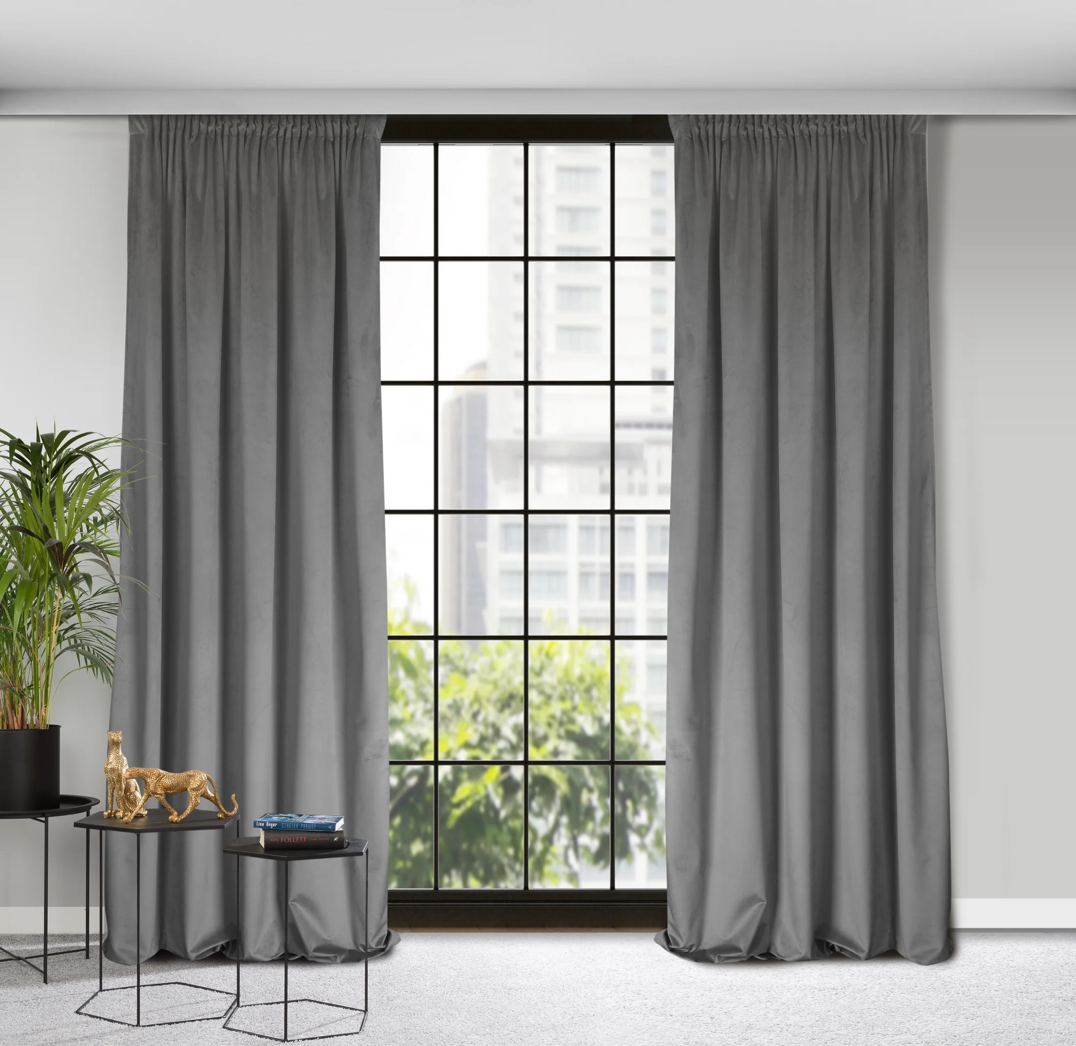 Zasłona welwetowa stalowa 135x300 cm taśma - ROSA - Design 91