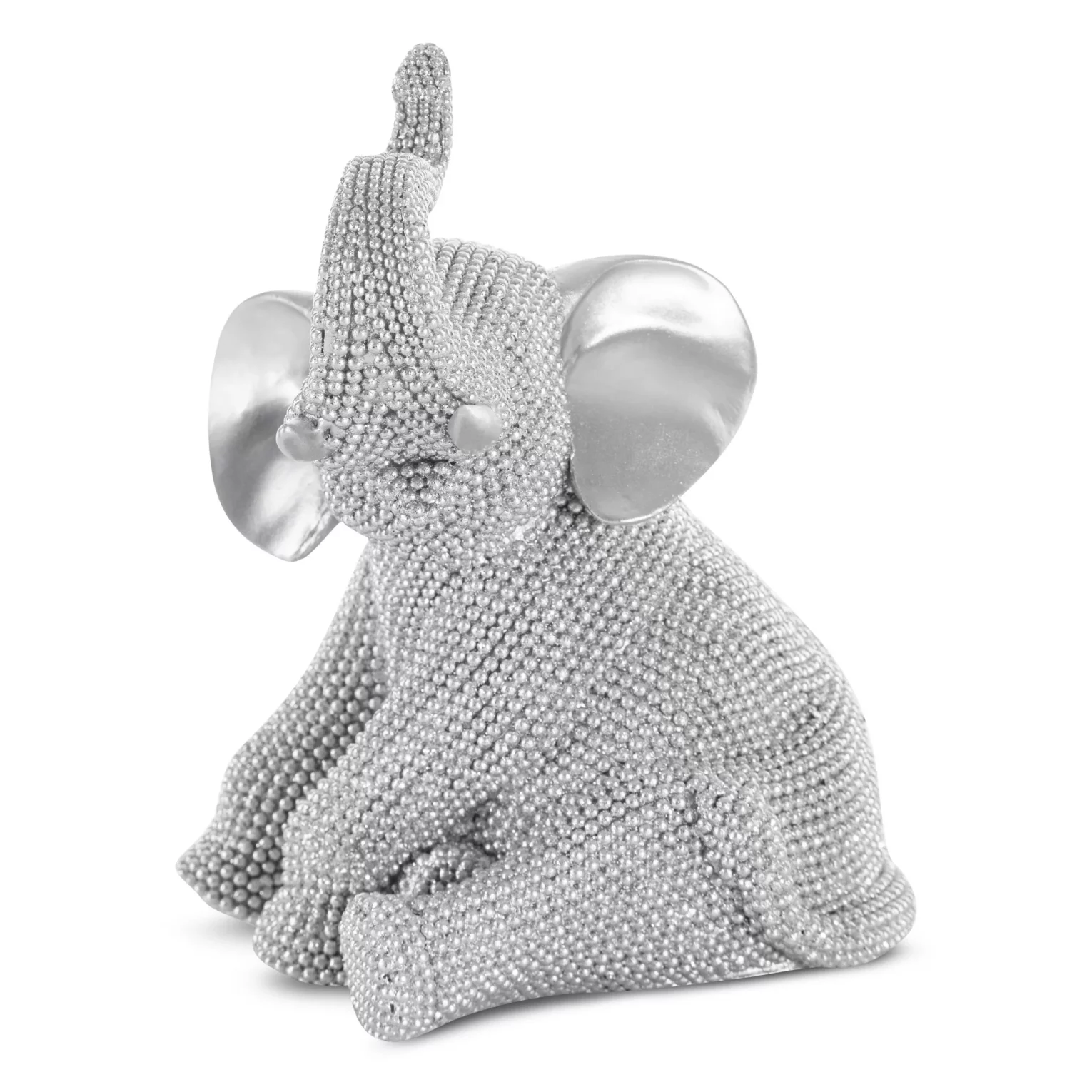 Figurka srebrna słoń o drobnym strukturalnym wzorze 14x12x18 cm ELDO