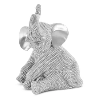 Figurka srebrna słoń o drobnym strukturalnym wzorze 14x12x18 cm ELDO