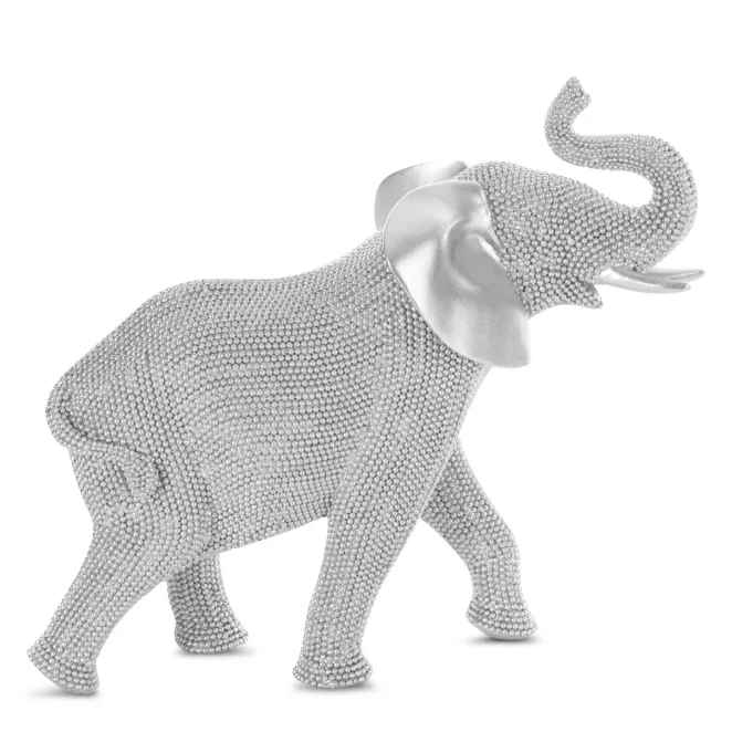 Figurka srebrna słoń o drobnym strukturalnym wzorze 30x13x26 cm ELDO