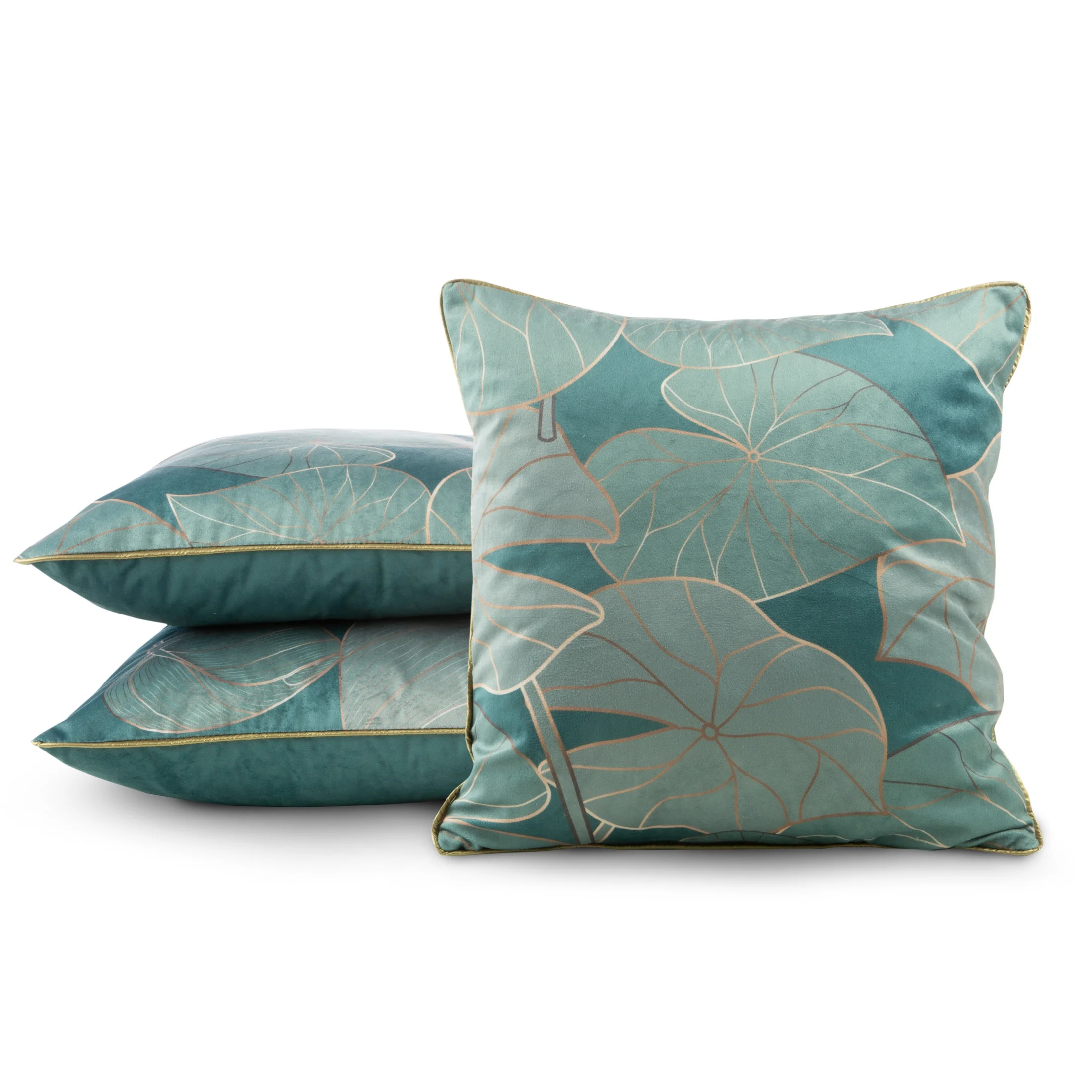 LIMITED COLLECTION poszewka SALVIA 1 z welwetu z motywem liści lilii wodnej ŚWIEŻOŚĆ SZAŁWII