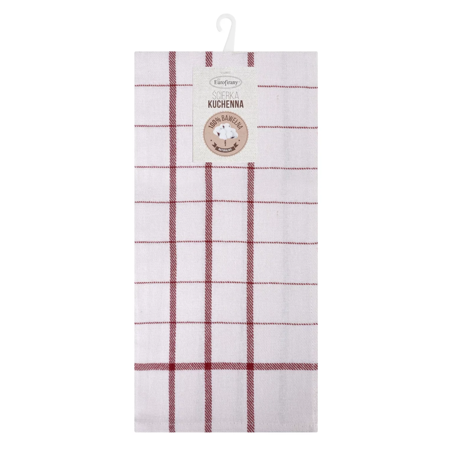 Ściereczka kuchenna 50x70 cm bawełniana kolor biały ,czerwony zdobiona kratką 200 g/m2 CHECK