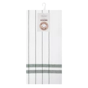 Ściereczka kuchenna 50x70 cm bawełniana kolor biały ,zielony zdobiona kratką 200 g/m2 CHECK