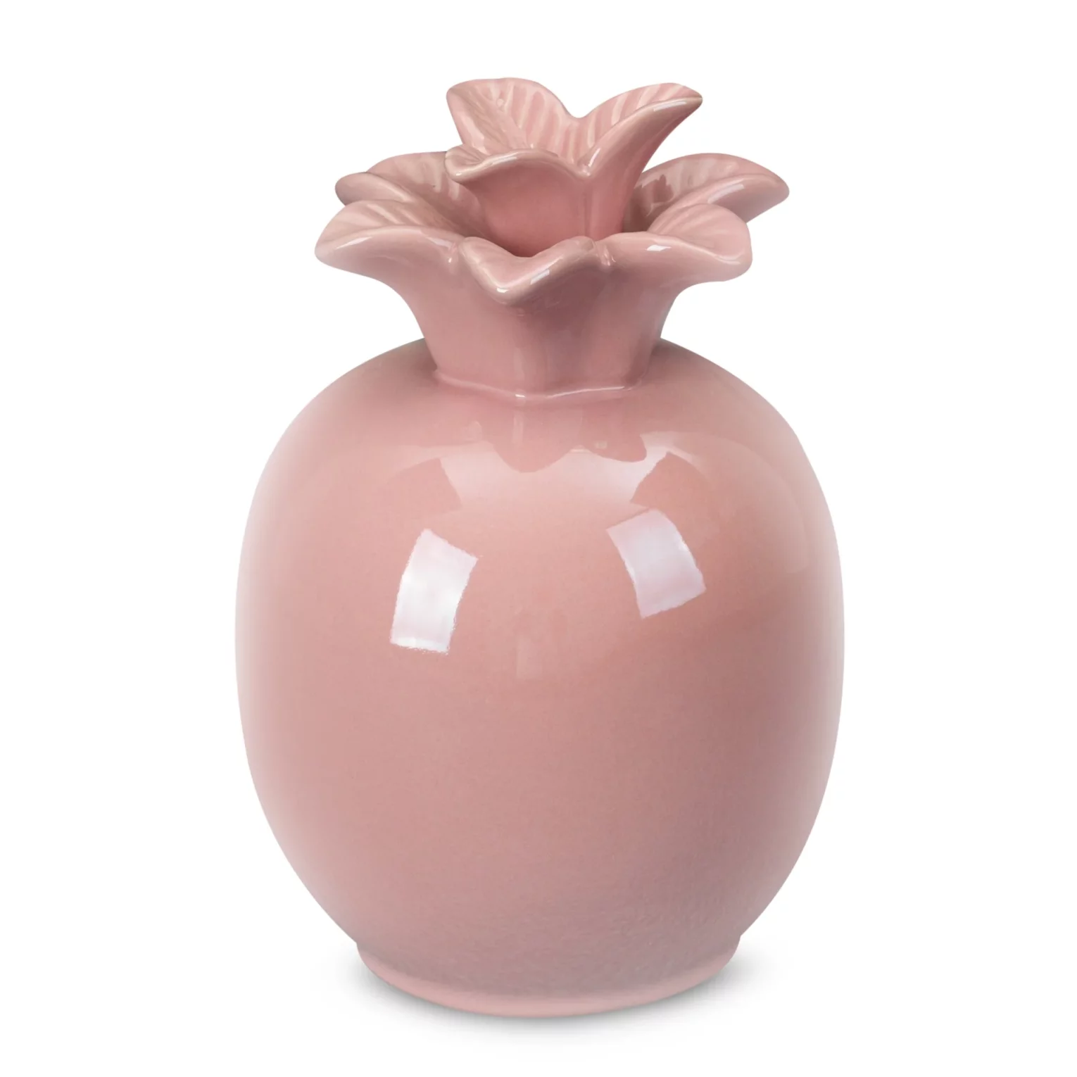 Figurka ceramiczna różowa ananas z perłowym połyskiem średnica 11x16 cm SIMONA