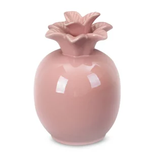 Figurka ceramiczna różowa ananas z perłowym połyskiem średnica 11x16 cm SIMONA