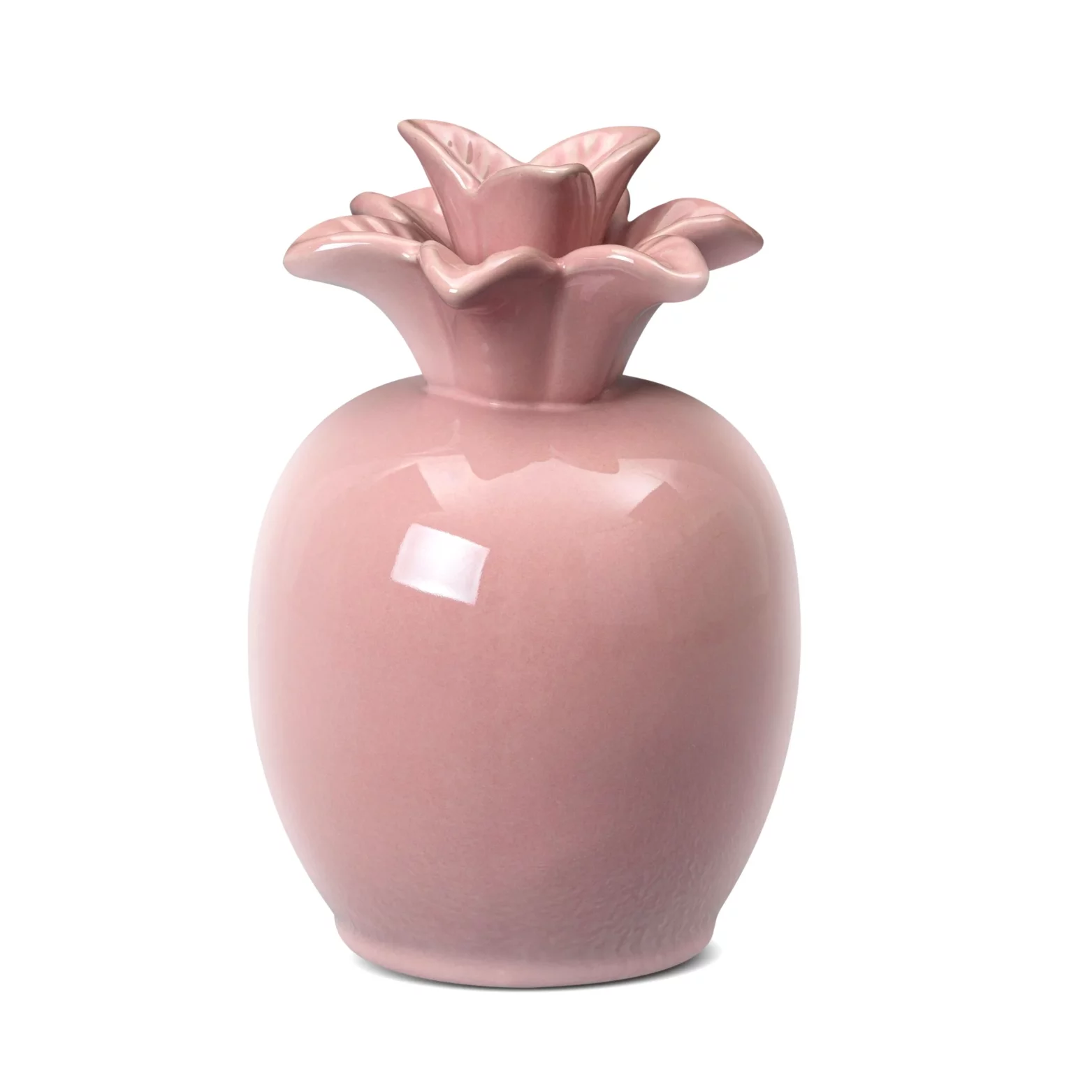 Figurka ceramiczna różowa ananas z perłowym połyskiem średnica 9x14 cm SIMONA