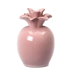 Figurka ceramiczna różowa ananas z perłowym połyskiem średnica 9x14 cm SIMONA