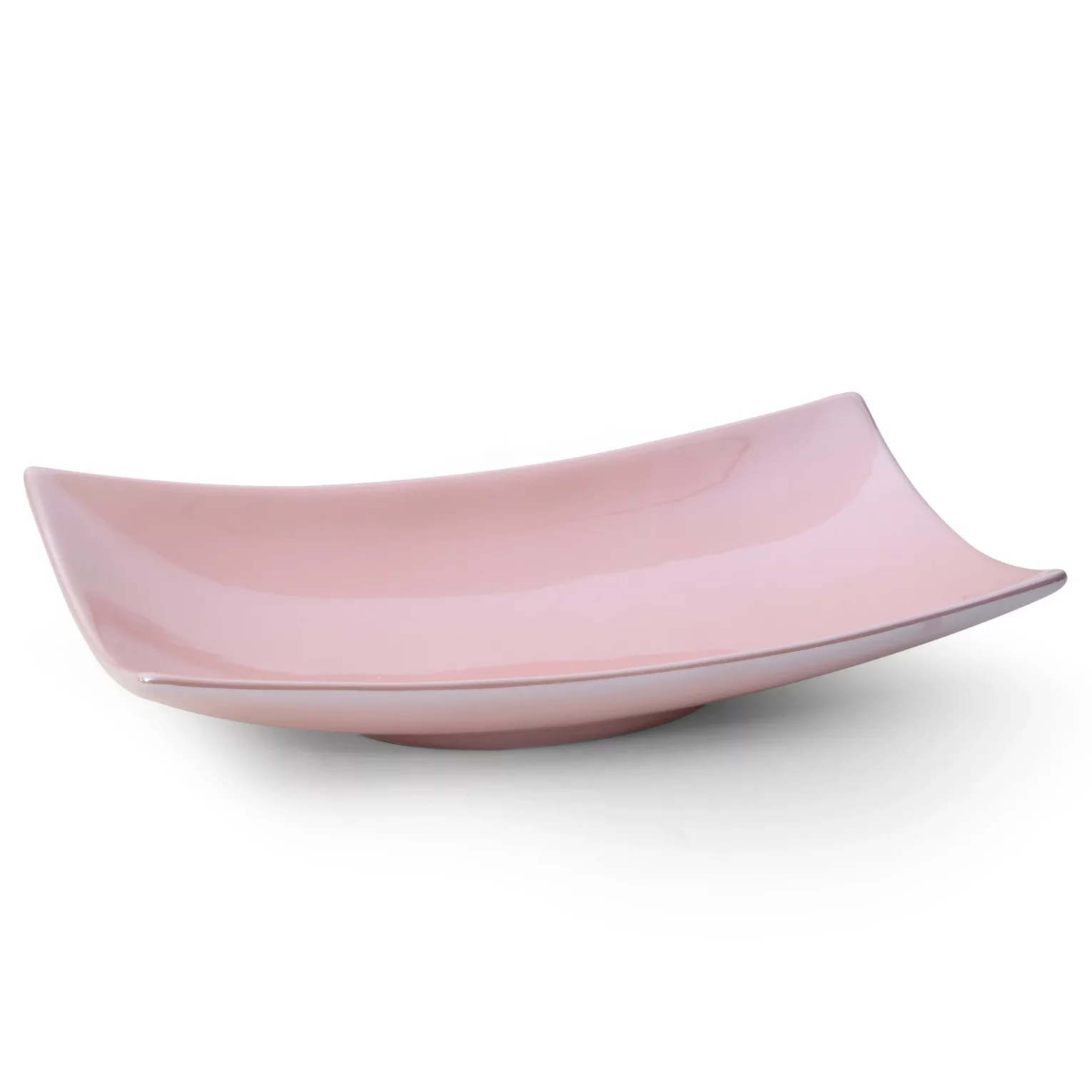 Patera ceramiczna  dekoracyjna różowa z perłowym połyskiem 31x17x7 cm