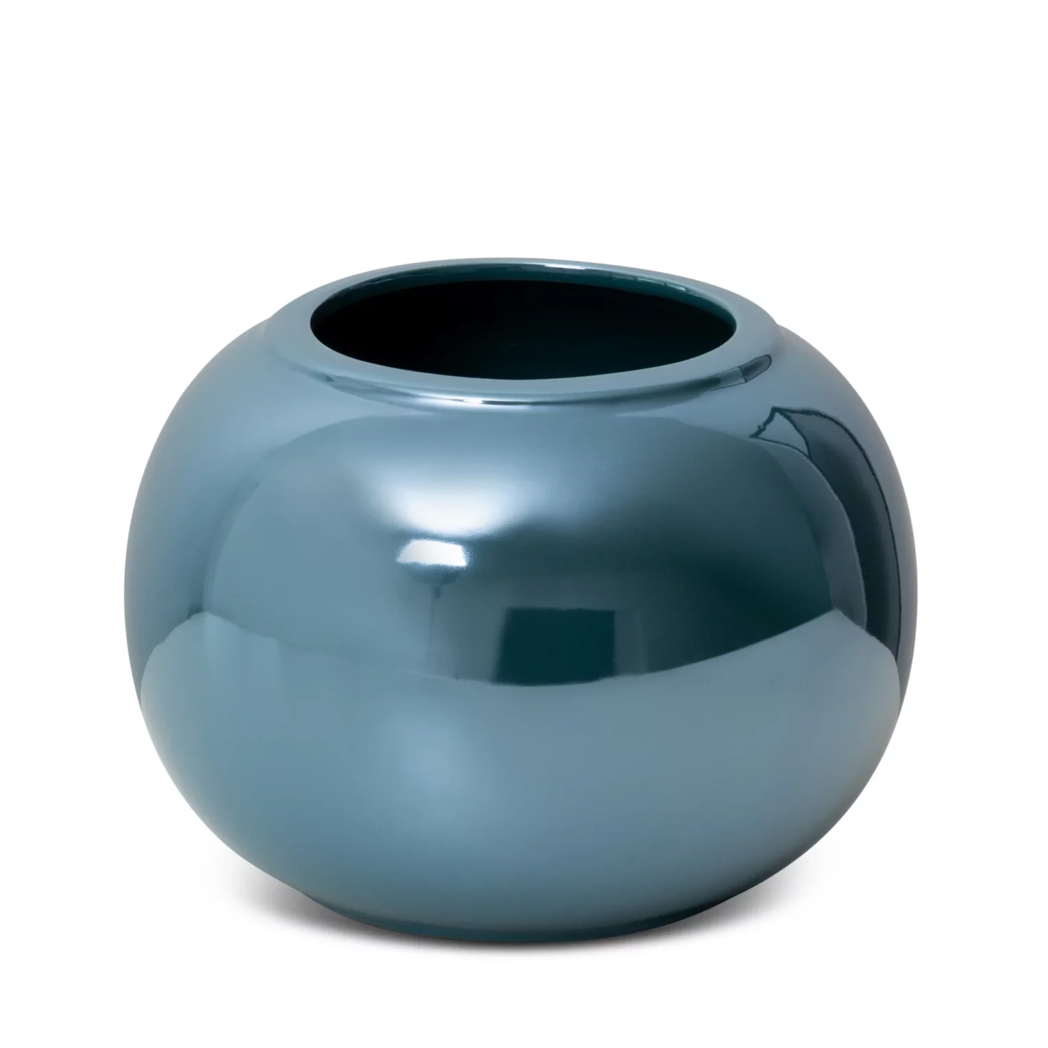 Osłonka ceramiczna na donicę  turkusowa z perłowym połyskiem średnica 22x16 cm SIMONA