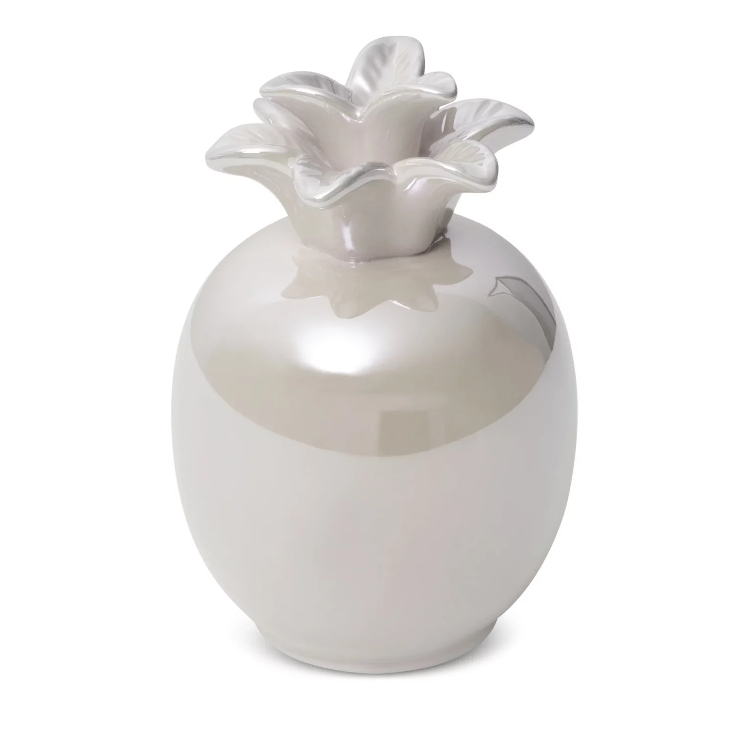 Figurka ceramiczna perłowa ananas z perłowym połyskiem średnica 11x16 cm SIMONA