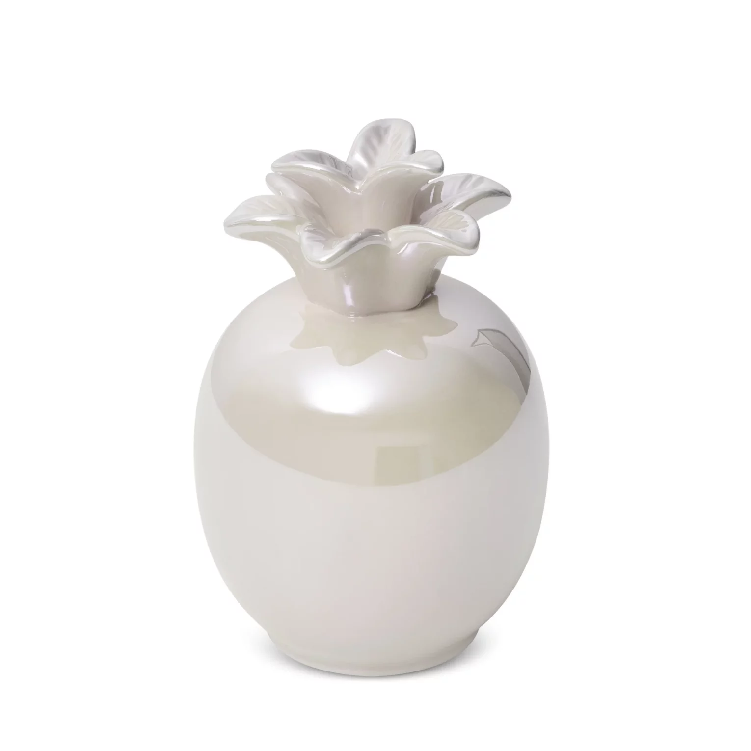 Figurka ceramiczna perłowa ananas z perłowym połyskiem średnica 9x14 cm SIMONA