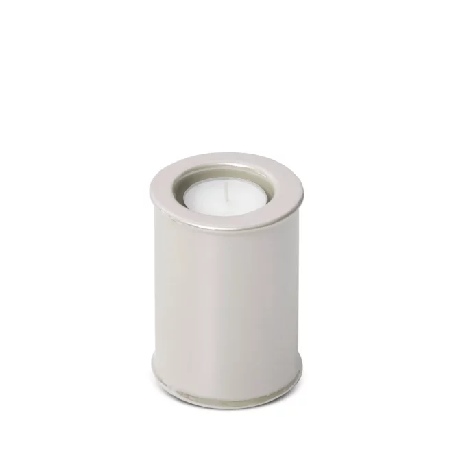 Świecznik ceramiczny perłowy w formie walca z połyskiem średnica 7x10 cm SIMONA