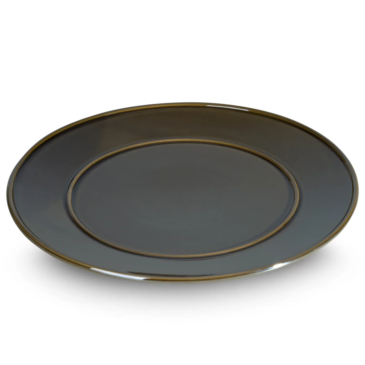 Patera ceramiczna oliwkowa dekoracyjna z perłowym połyskiem średnica 30x2 cm SIMONA