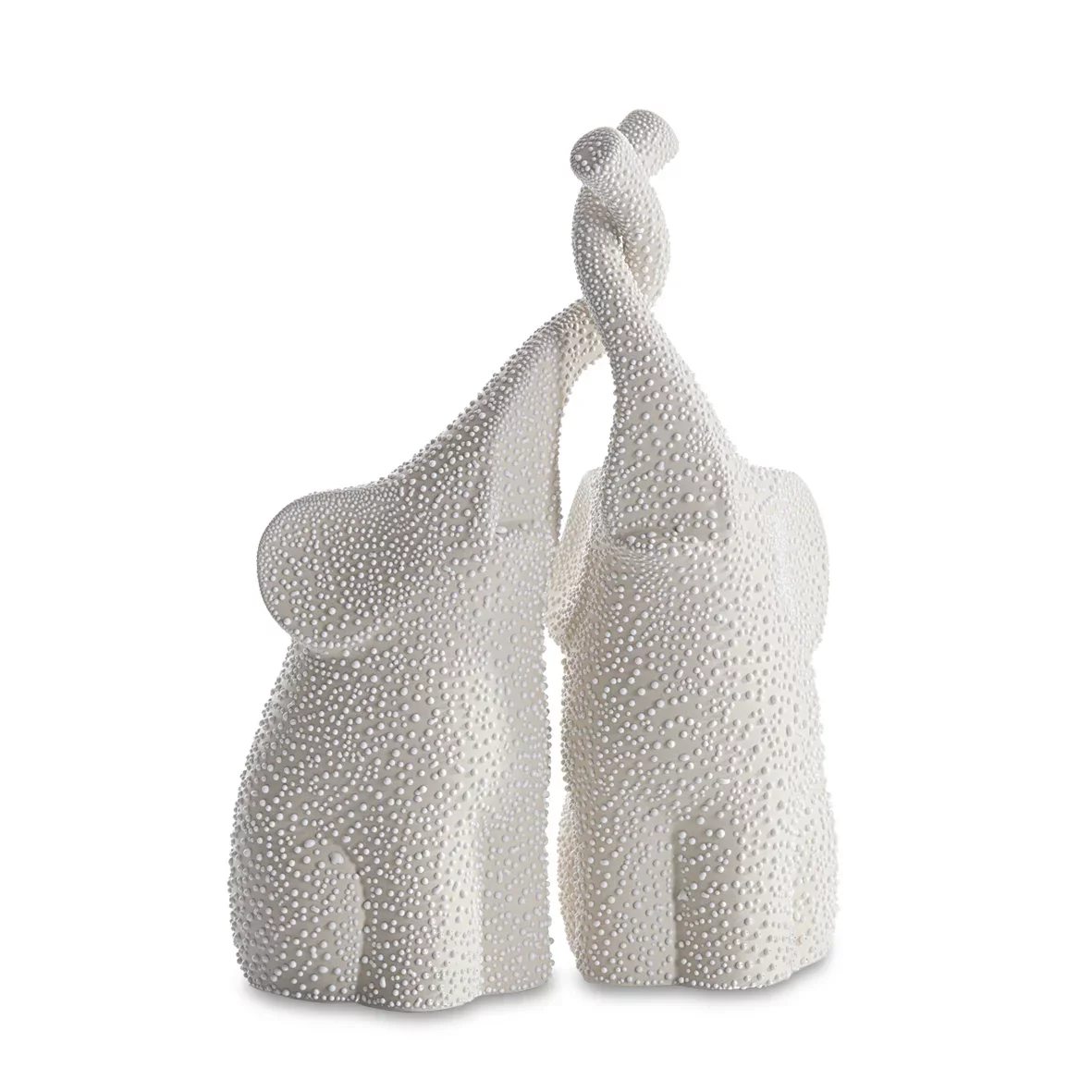 Figurka ceramiczna kremowa słonie  z efektem rosy 5x14x21 cm RISO