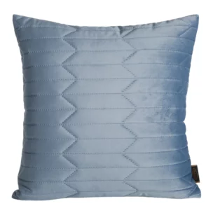 Poszewka na poduszkę 45x45 cm welwetowa, niebieska pikowana metodą hot press w geometryczny wzór SOFIA Eurofirany Premium