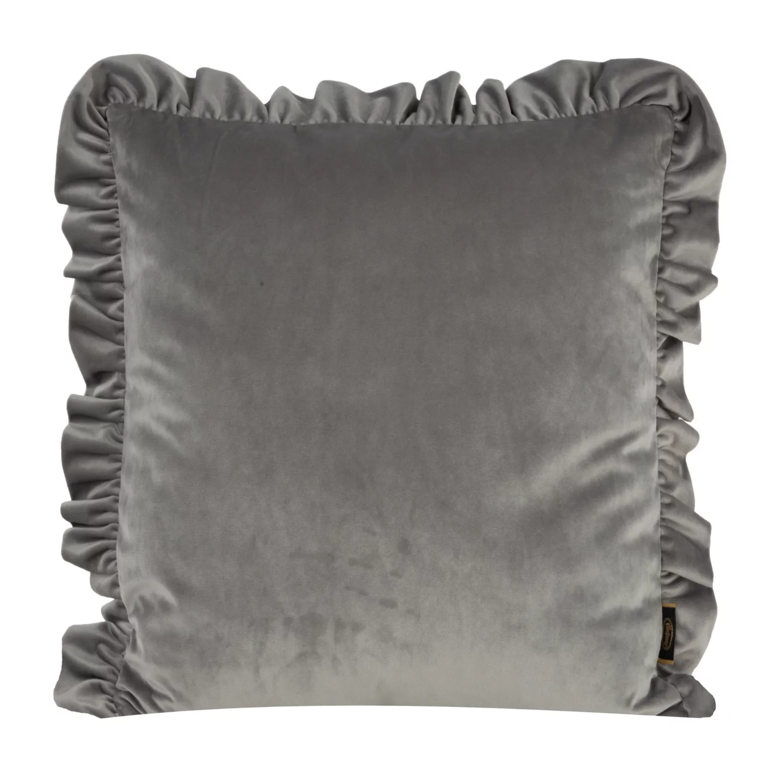 Poszewka na poduszkę 45x45 cm welwetowa kolor srebrny zdobiona na brzegach falbanami VELVET 25 Eurofirany Premium