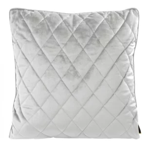Poszewka na poduszkę 45x45 cm welwetowa, srebrna pikowana we wzór karo z ozdobną wypustką VELVET 27 Eurofirany Premium