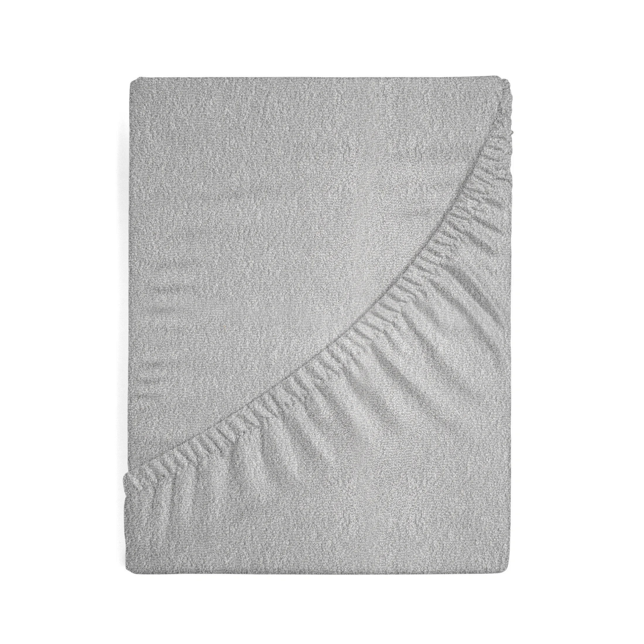 Prześcieradło frotte z gumką 160x200 cm z bawełny kolor jasnoszary 170 g/m2 Design 91