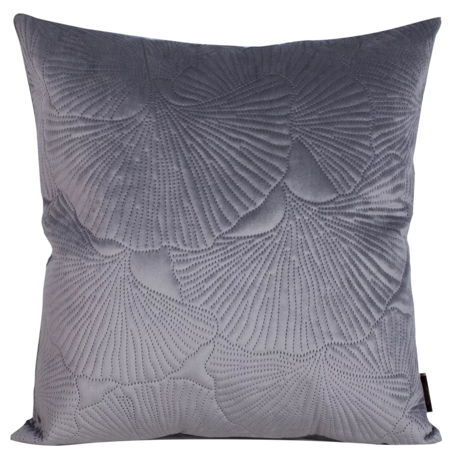 Poszewka na poduszkę 45x45 cm welwetowa kolor stalowy z wytłaczanym wzorem liści miłorzębu VELVET 58 Eurofirany Premium