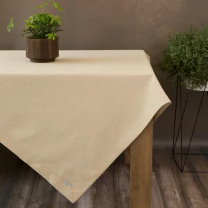 Obrus złoty 140x300 cm o strukturze płótna STELLA 1 z dodatkiem srebrnej nici