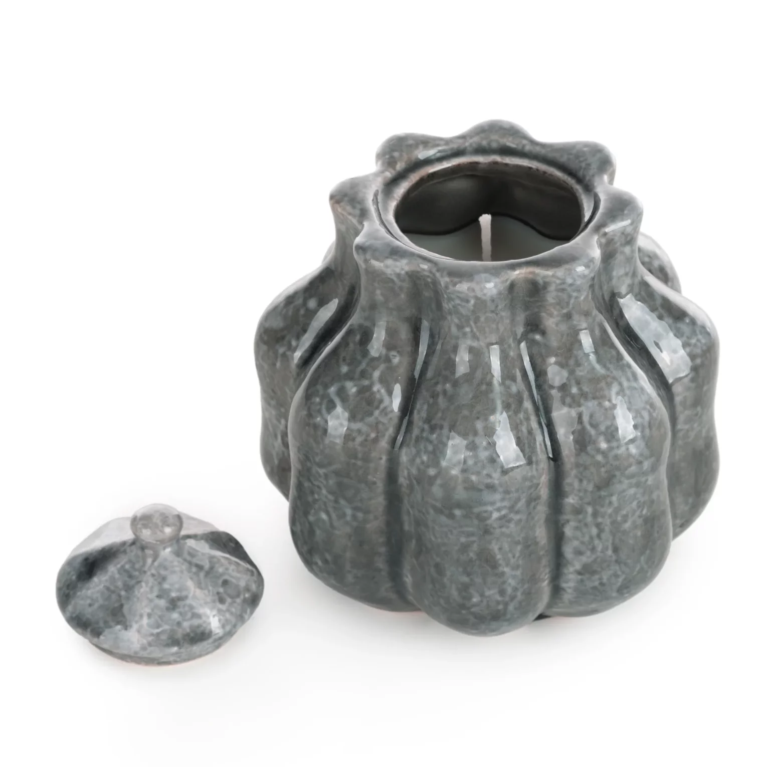 Świeca sojowa grafitowa w eleganckim ceramicznym wazoniku średnica 12x14 cm NIKO