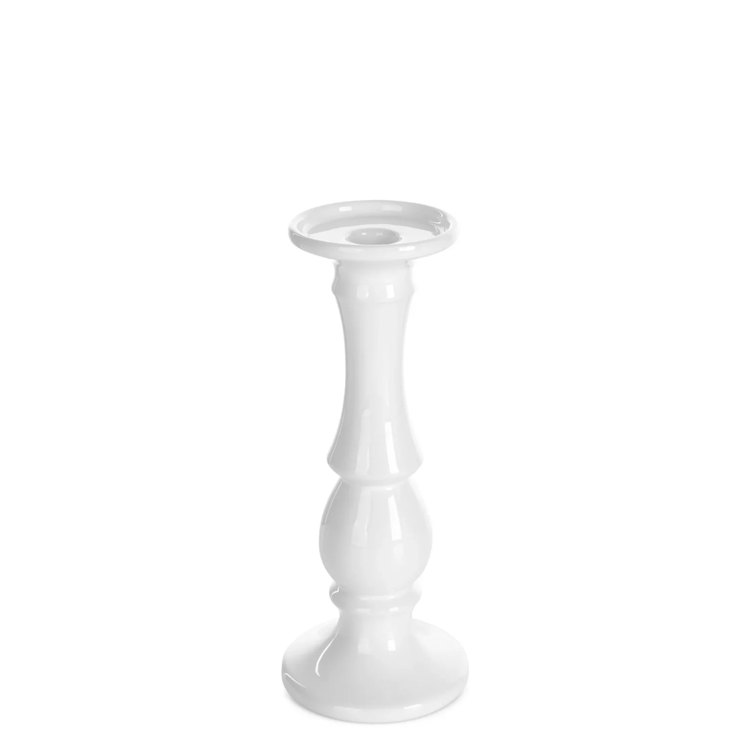 Świecznik ceramiczny dekoracyjny biały  o prostym kształcie średnica 10x25 cm JOLY