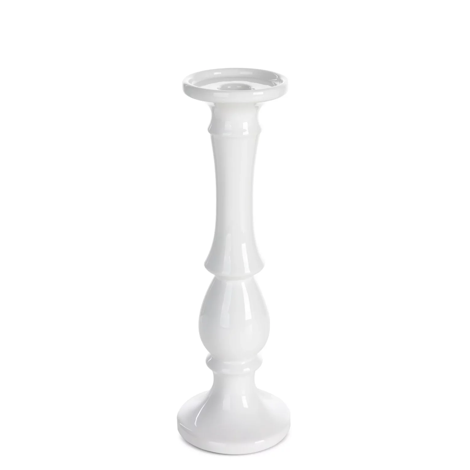 Świecznik ceramiczny dekoracyjny biały  o prostym kształcie średnica 10x32 cm JOLY