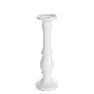 Świecznik ceramiczny dekoracyjny biały  o prostym kształcie średnica 10x32 cm JOLY