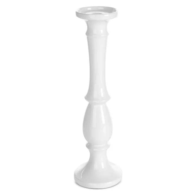 Świecznik ceramiczny dekoracyjny biały  o prostym kształcie średnica 11x39 cm JOLY