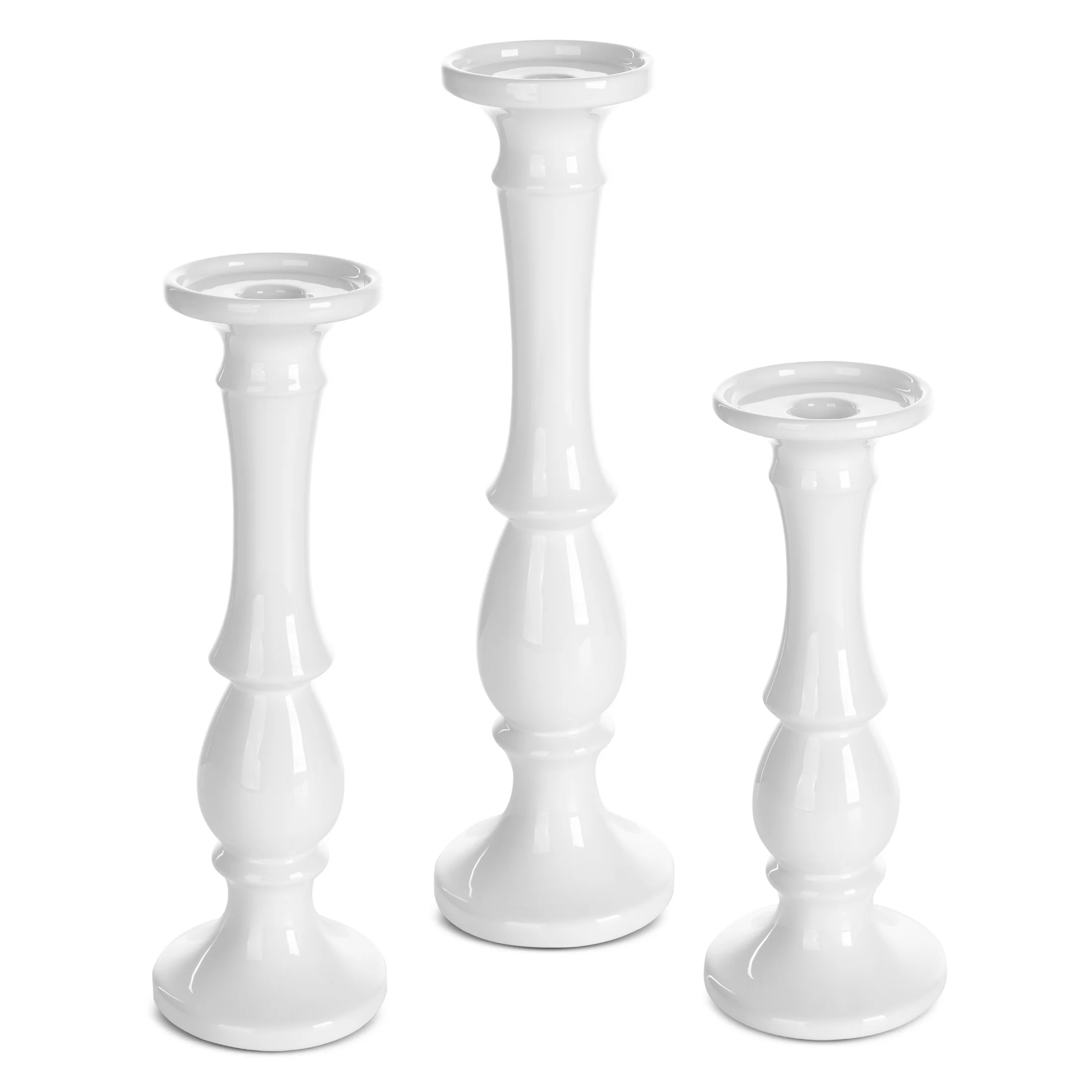 Świecznik ceramiczny dekoracyjny biały o prostym kształcie średnica 11x39 cm JOLY