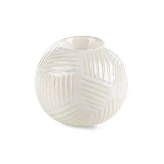 Świecznik ceramiczny  kremowy dekoracyjny  z wytłaczanym wzorem średnica 10x9 cm ROMINA  - kolekcja SEA SUMMER