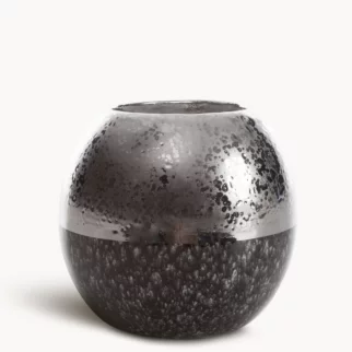 Świecznik ceramiczny srebrno-złoty z glinki ceramicznej 8x8x8 cm LEO