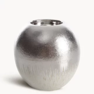 Świecznik ceramiczny srebrny  łączący fakturę granitu z lśniącą powierzchnią 11x11x10 cm MAX 2