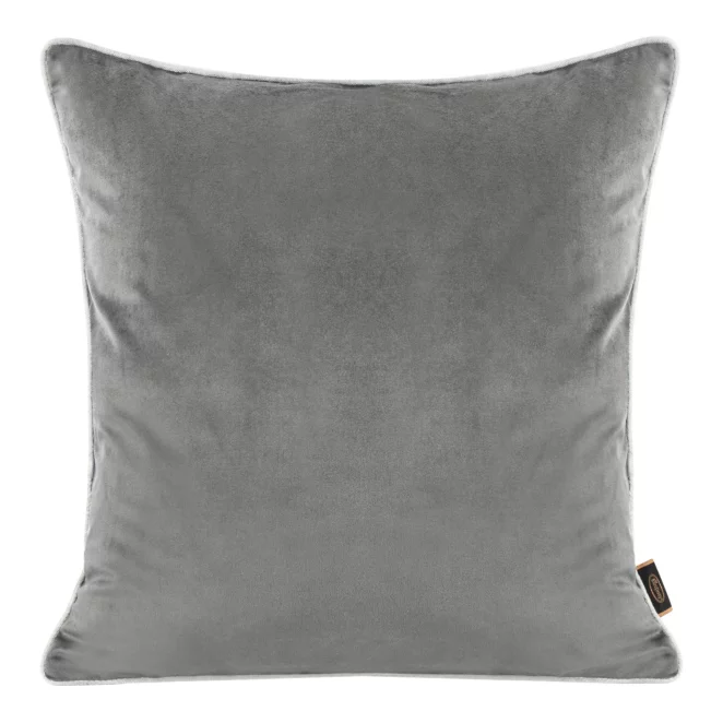 Poszewka na poduszkę 45x45 cm welwetowa, kolor szary, dwustronna lnu z wypustką na brzegach VELVET 57 Eurofirany Premium