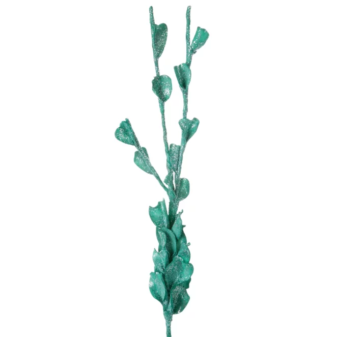 Kwiat sztuczny turkusowy obsypany brokatem z plastycznej pianki foamiran 112 cm