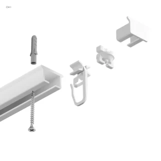 Szyna aluminiowa biała CH z akcesoriami 400 cm – zestaw dzielony 2 x 200 cm z łącznikiem