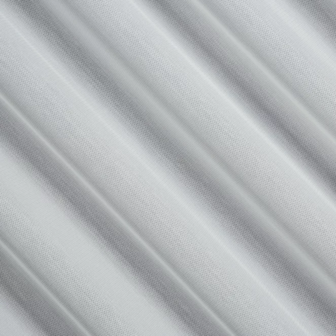 P278/8 Firana szyta na taśmie 5 cm naturalna z miękkiej tkaniny w drobną krateczkę z geometrycznym wzorem, wykończona obciążnikiem