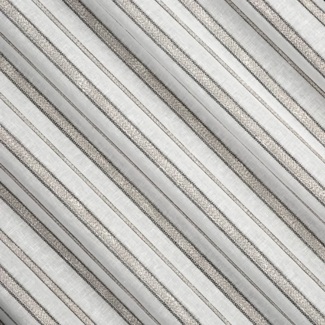 M221/5 Zasłona szyta na taśmie 5 cm naturalna z etaminy przeplatanej pasami, w stylu eko Italissima Eva Minge