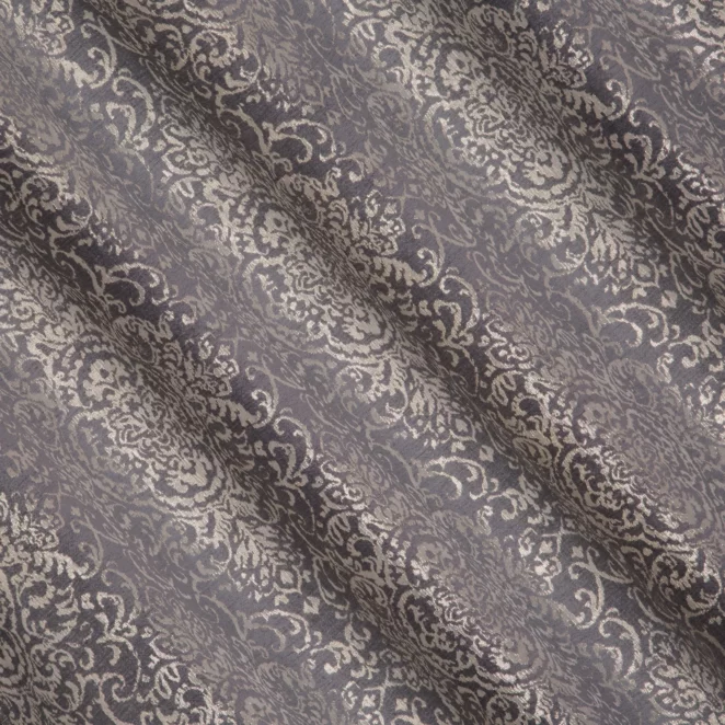 R194/4 Zasłona szyta na taśmie 5 cm srebrno złocista z połyskującej tkaniny zdobionej eleganckim wzorem Pierre Cardin
