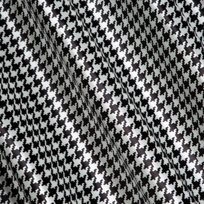 M204/6 Zasłona szyta na taśmie 5 cm naturalno czarna z grubej welwetowej tkaniny w elegancki geometryczny wzór Italissima Eva Minge