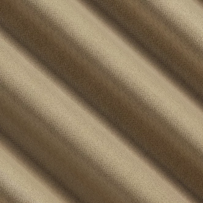 R232/6 Zasłona szyta na taśmie 5 cm brązowa z tkaniny z jodełkowym wzorem geometrycznym