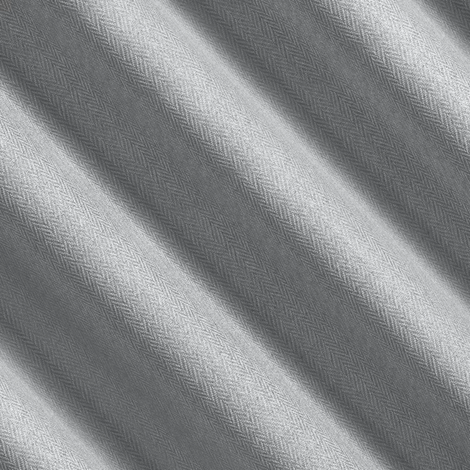 R232/1 Zasłona szyta na taśmie 5 cm srebrna z tkaniny z jodełkowym wzorem geometrycznym