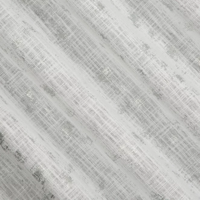 E112/3 Zasłona szyta na taśmie 5 cm naturalno srebrzysta z tkaniny o naturalnym splocie, zdobiona błyszczcącym nadrukiem Italissima Eva Minge