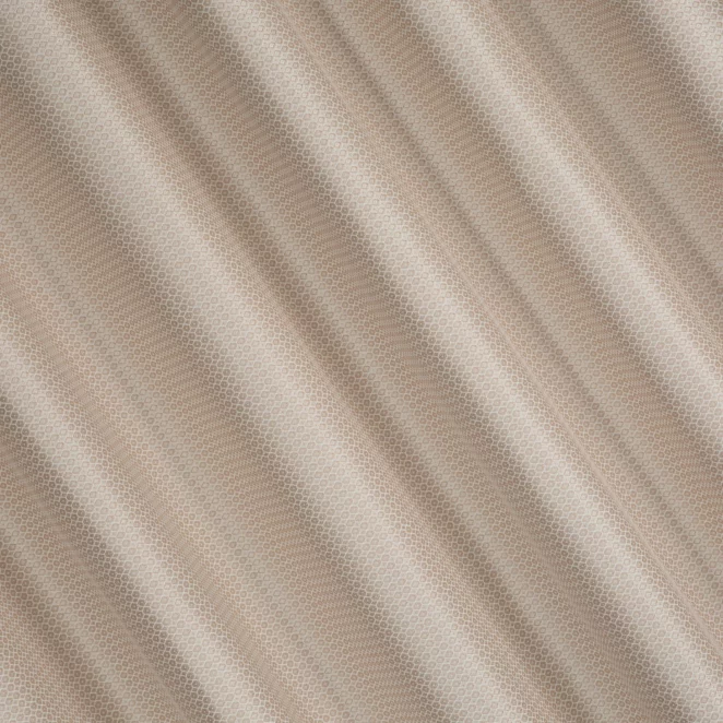 R198/3 Zasłona szyta na taśmie 5 cm ciemnokremowa z tkaniny w geometryczny wzór Pierre Cardin