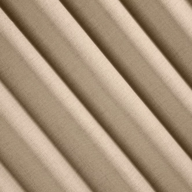 R226/8 Zasłona szyta na taśmie 5 cm jasnobrązowa z tkaniny o naturalnym splocie z efektem melanżu